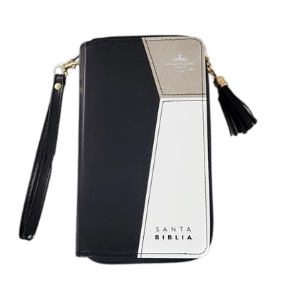 Bibllia RVR60/ Chequera Negro/Beige/ Cierre Indice