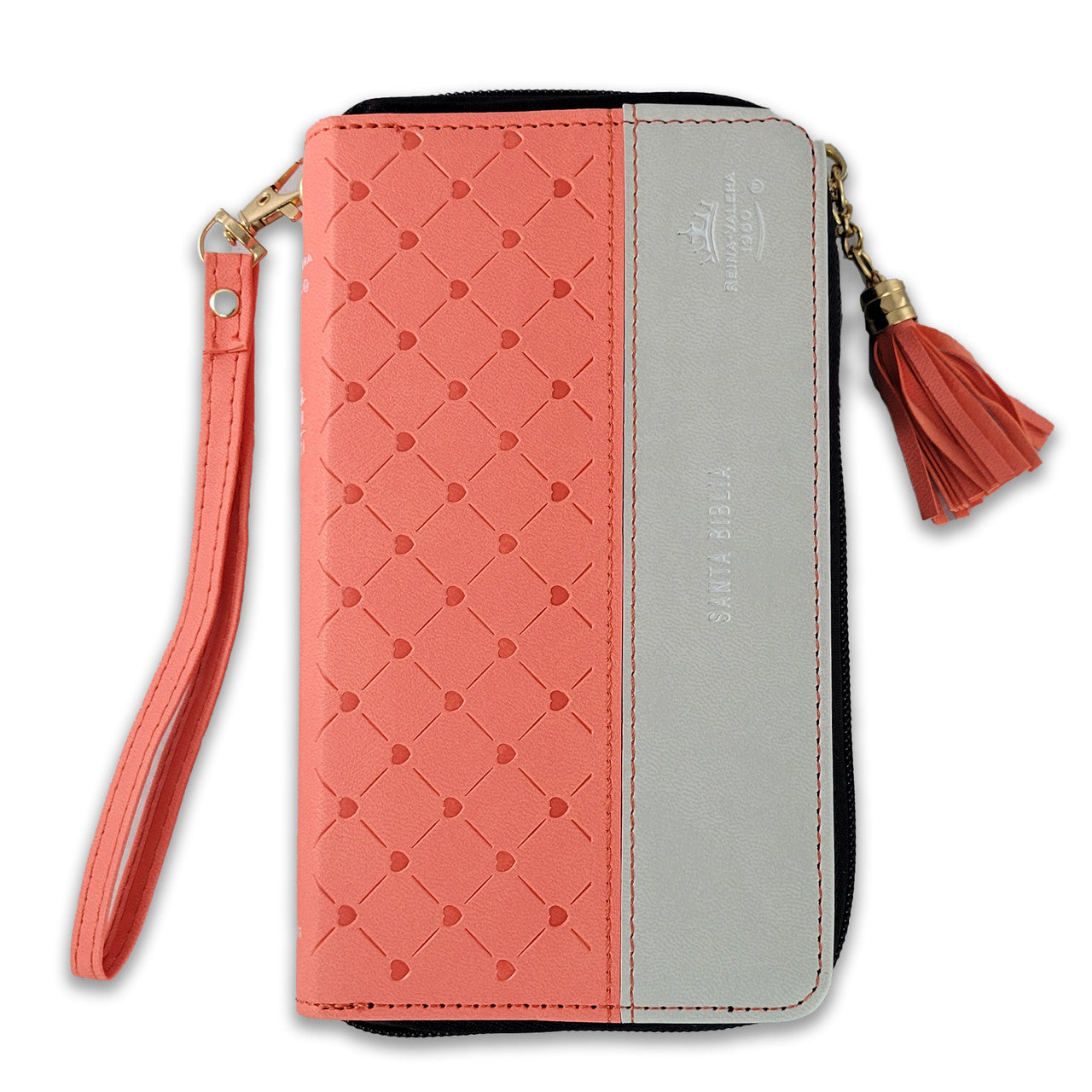 Biblia  RVR60  Chequera Horizonte Coral / Gris/ Cierre