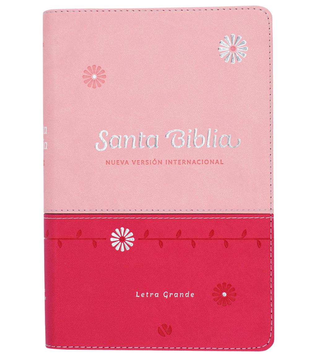 Santa Biblia NVI Letra Grande, Tamaño Manual Con Cierre – Cuero Ecologico Duo Tono Rosa