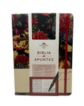 Biblia de Apuntes RVR 1960 – Tapa Dura, Rojo Oscuro con Flores