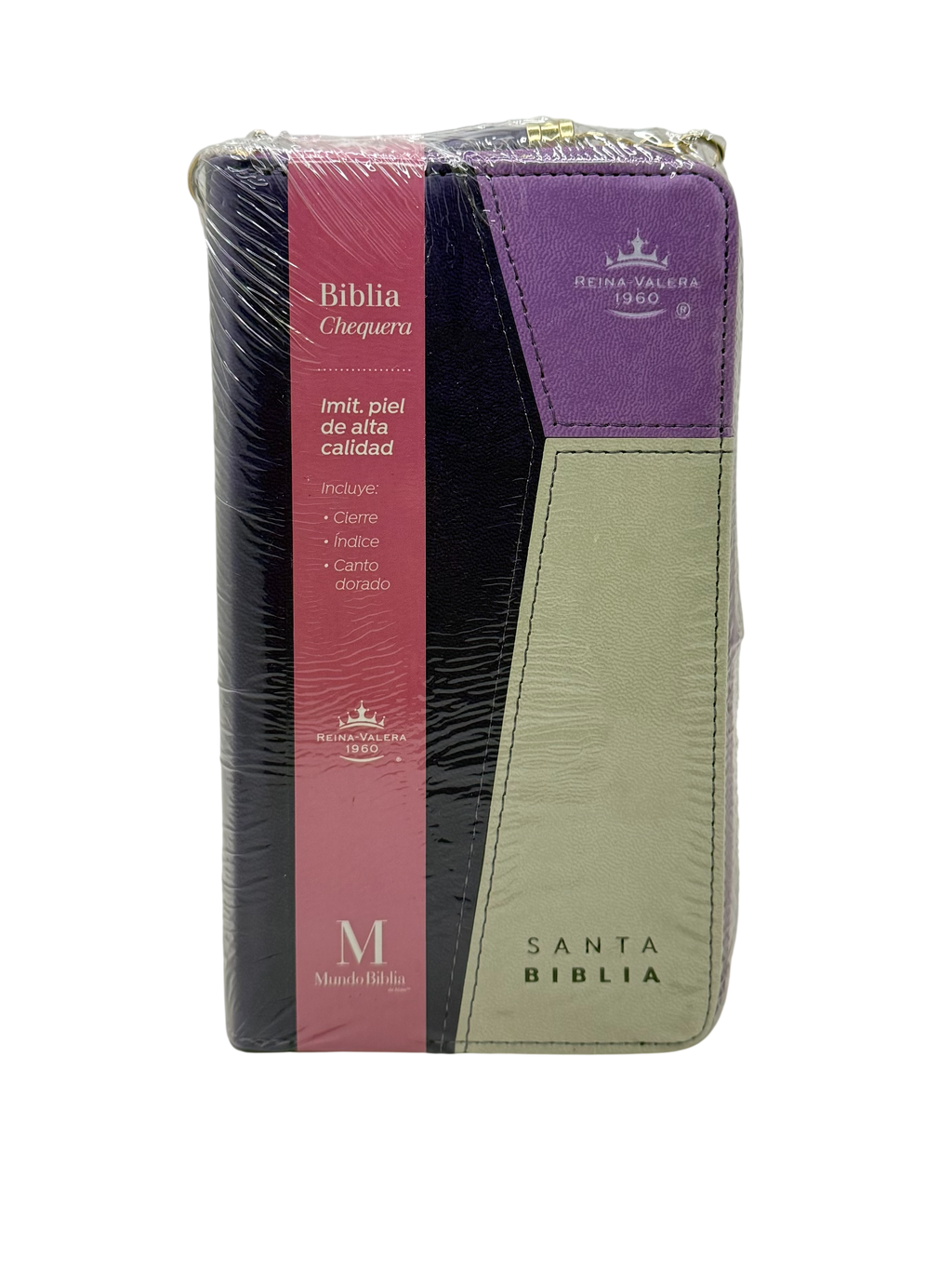 Bibllia RVR60/ Chequera Lila-Gris/ Cierre Indice