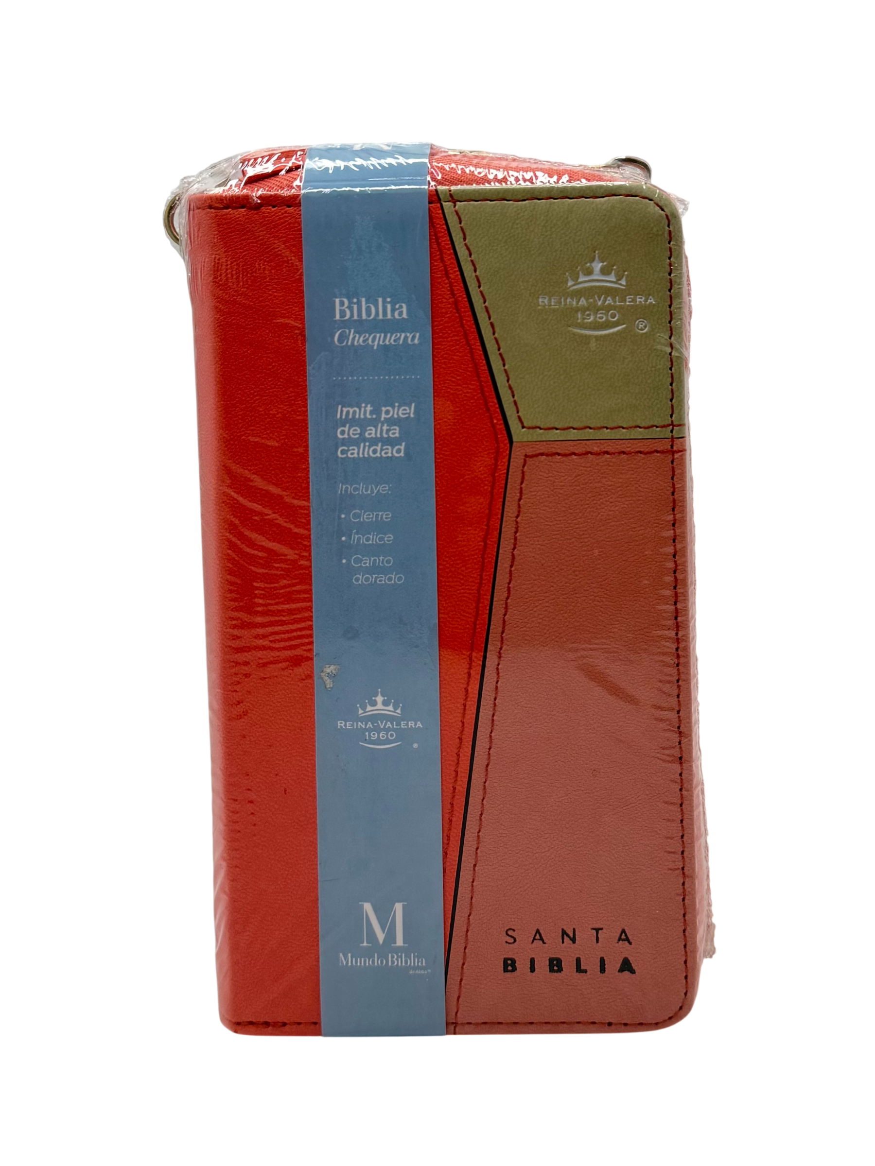 Bibllia RVR60/ Chequera Coral-Beige/ Cierre Indice