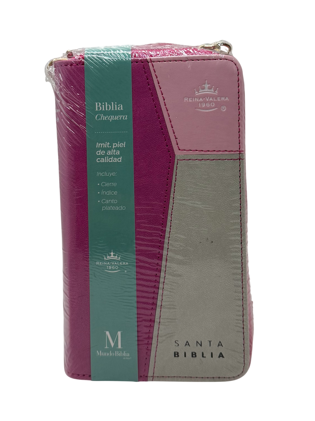 Bibllia RVR60/ Chequera Rosa-Fucsia-Gris/ Cierre Indice