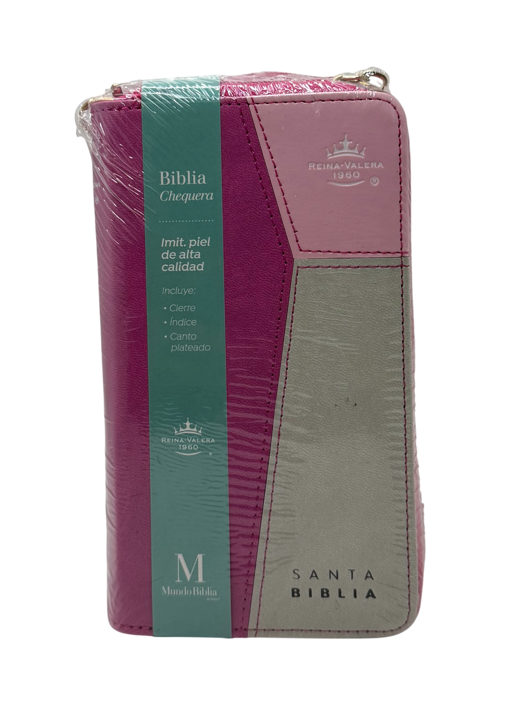 Bibllia RVR60/ Chequera Rosa-Fucsia-Gris/ Cierre Indice