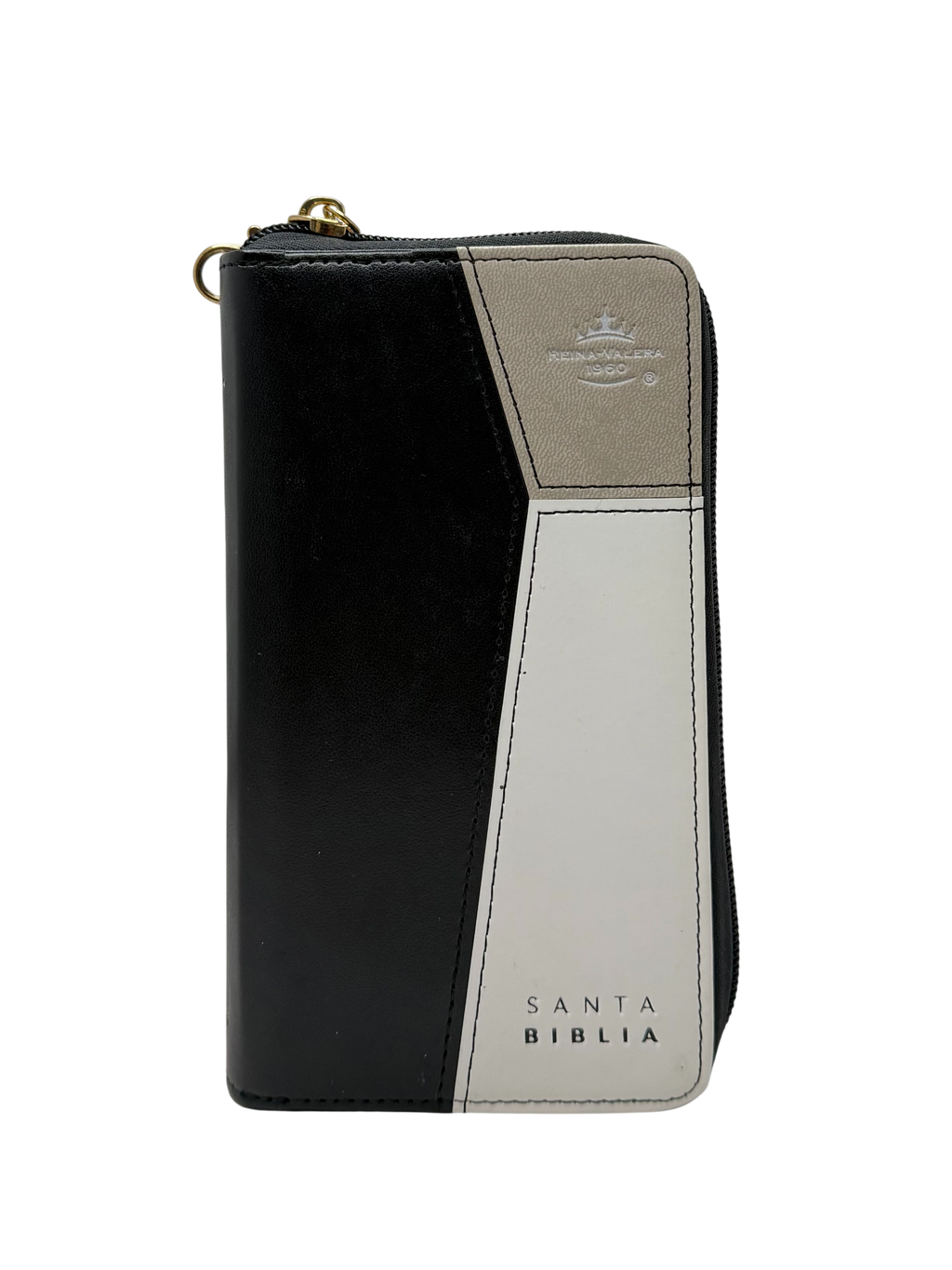 Bibllia RVR60/ Chequera Negro/Beige/ Cierre Indice
