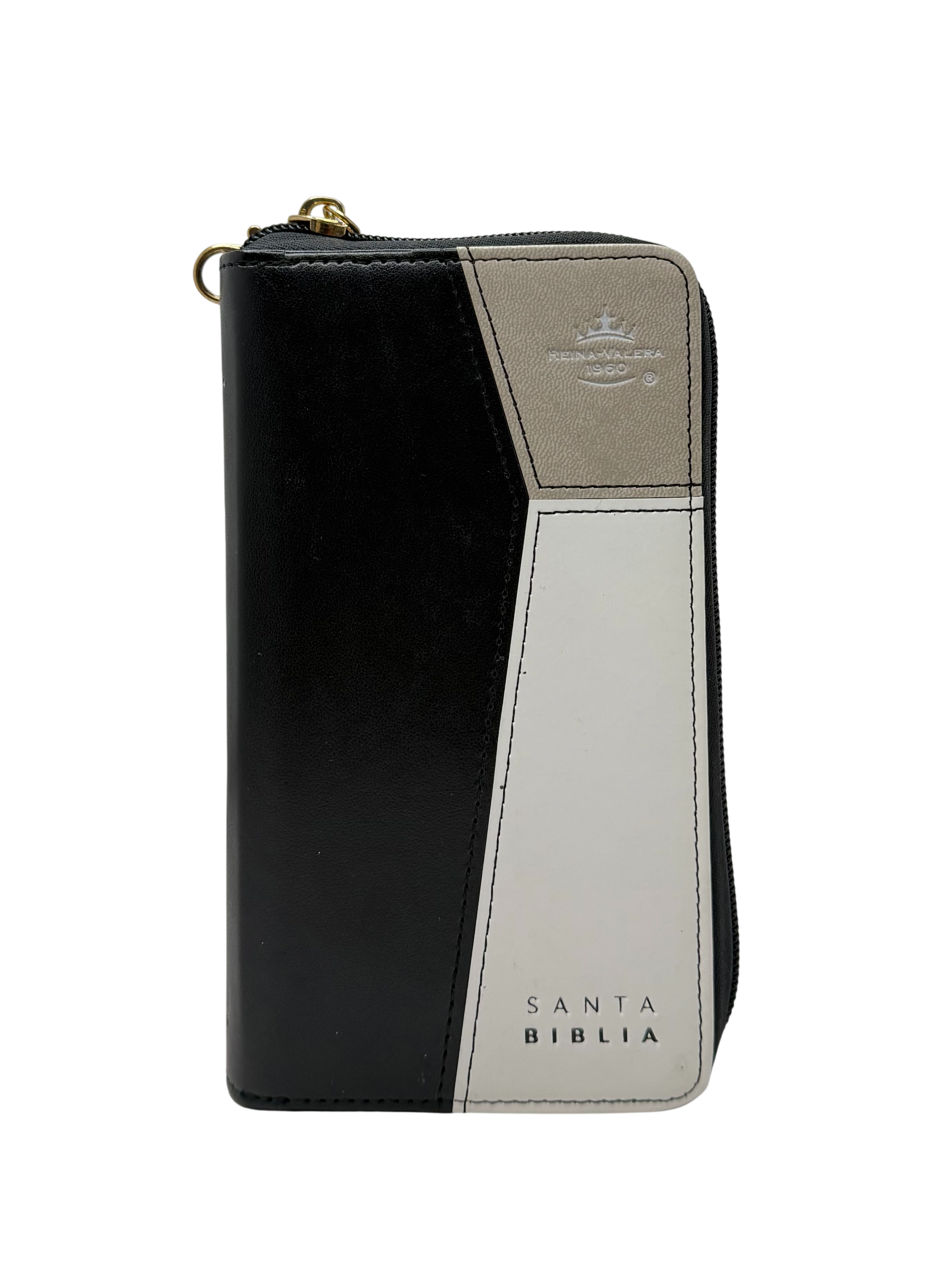 Bibllia RVR60/ Chequera Negro/Beige/ Cierre Indice