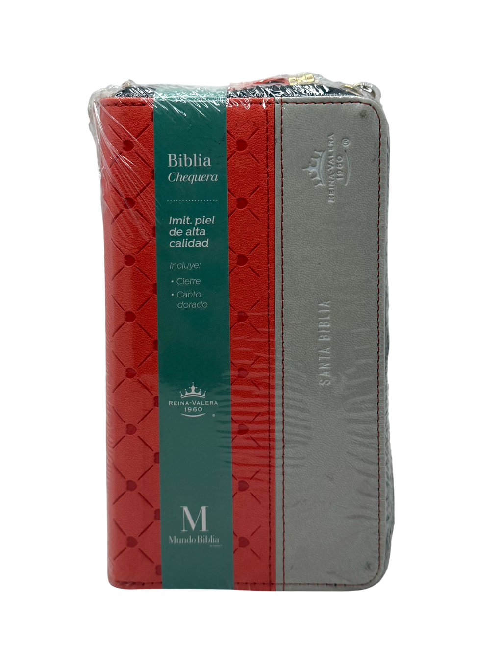 Biblia  RVR60  Chequera Horizonte Coral / Gris/ Cierre