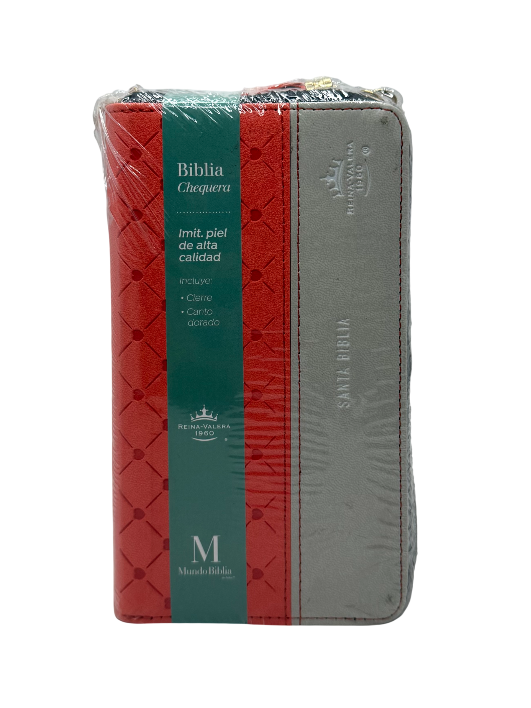 Biblia  RVR60  Chequera Horizonte Coral / Gris/ Cierre