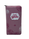 Biblia RVR6 Tipo Chequera Flor Rosada/Indice