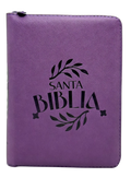 Biblia Reina Valera 1960, Chica, Letra Chica, Símil Piel, Uva, con Cierre, QR