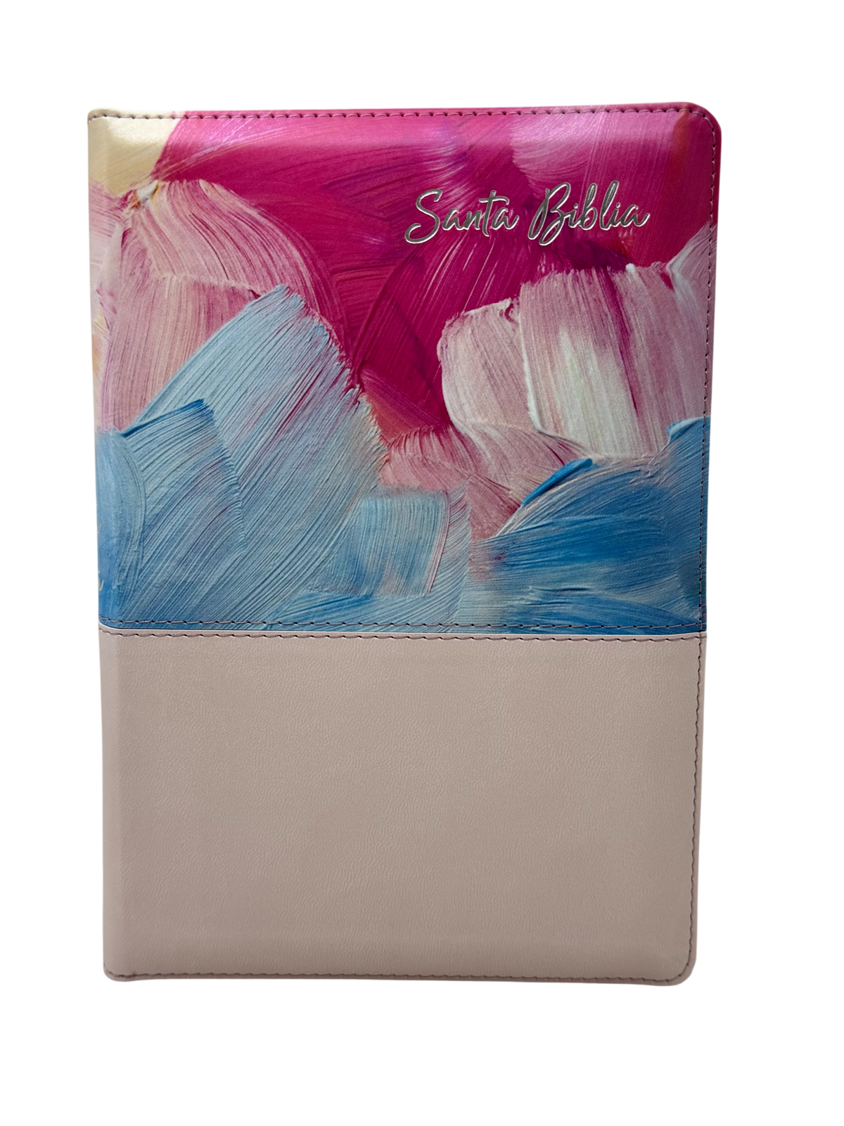 Biblia Letra Gigante, Dama RVR60 con cierre e Índice / Azul, Flores/ Café Nude/ Rosa Beige