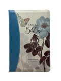 Biblia RVR60 Letra Gigante Manual Flores, Fucsia/Turquesa con Cierre