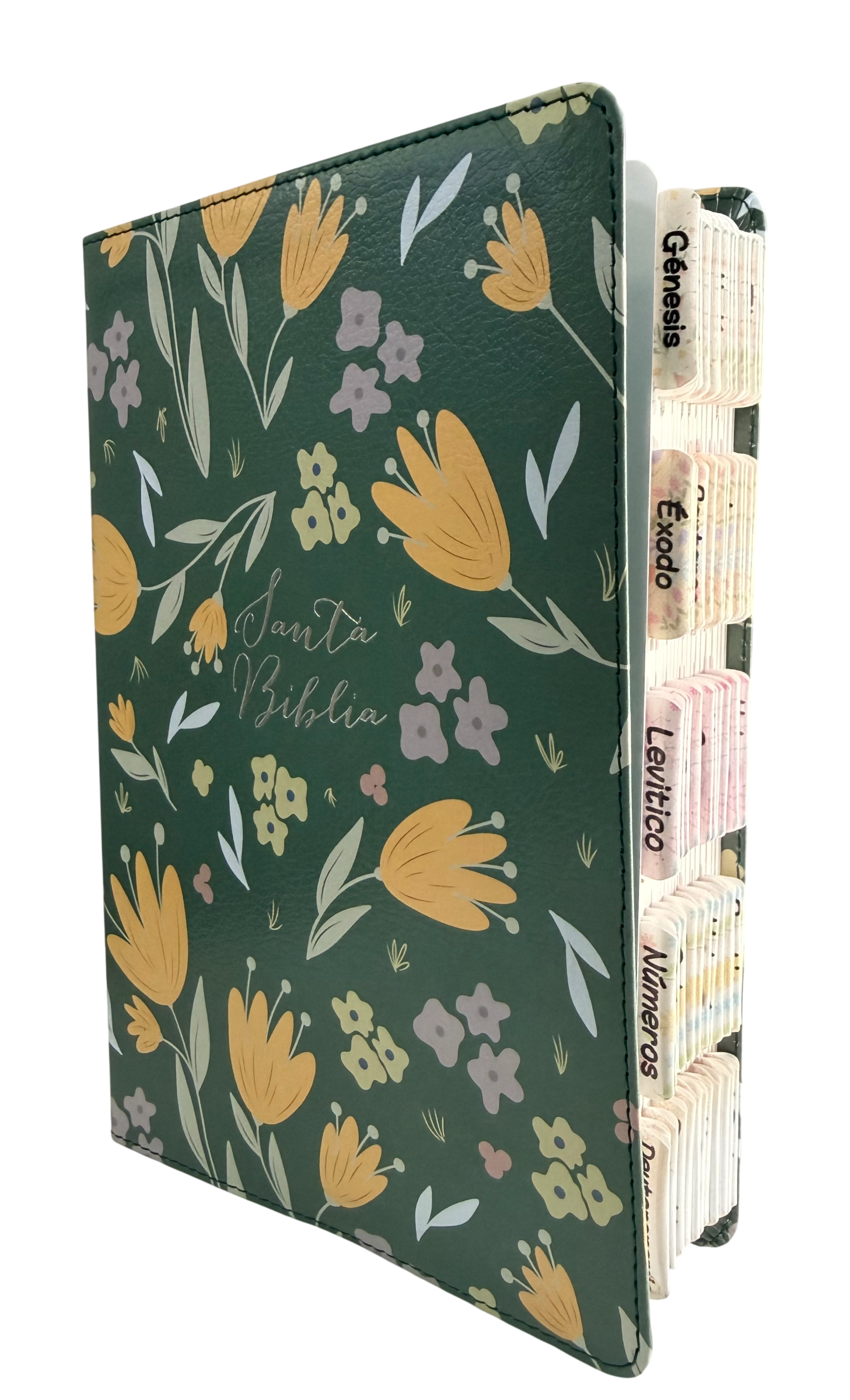 Biblia RVR1960 Tamaño Manual Símil Piel Verde con Pestañas