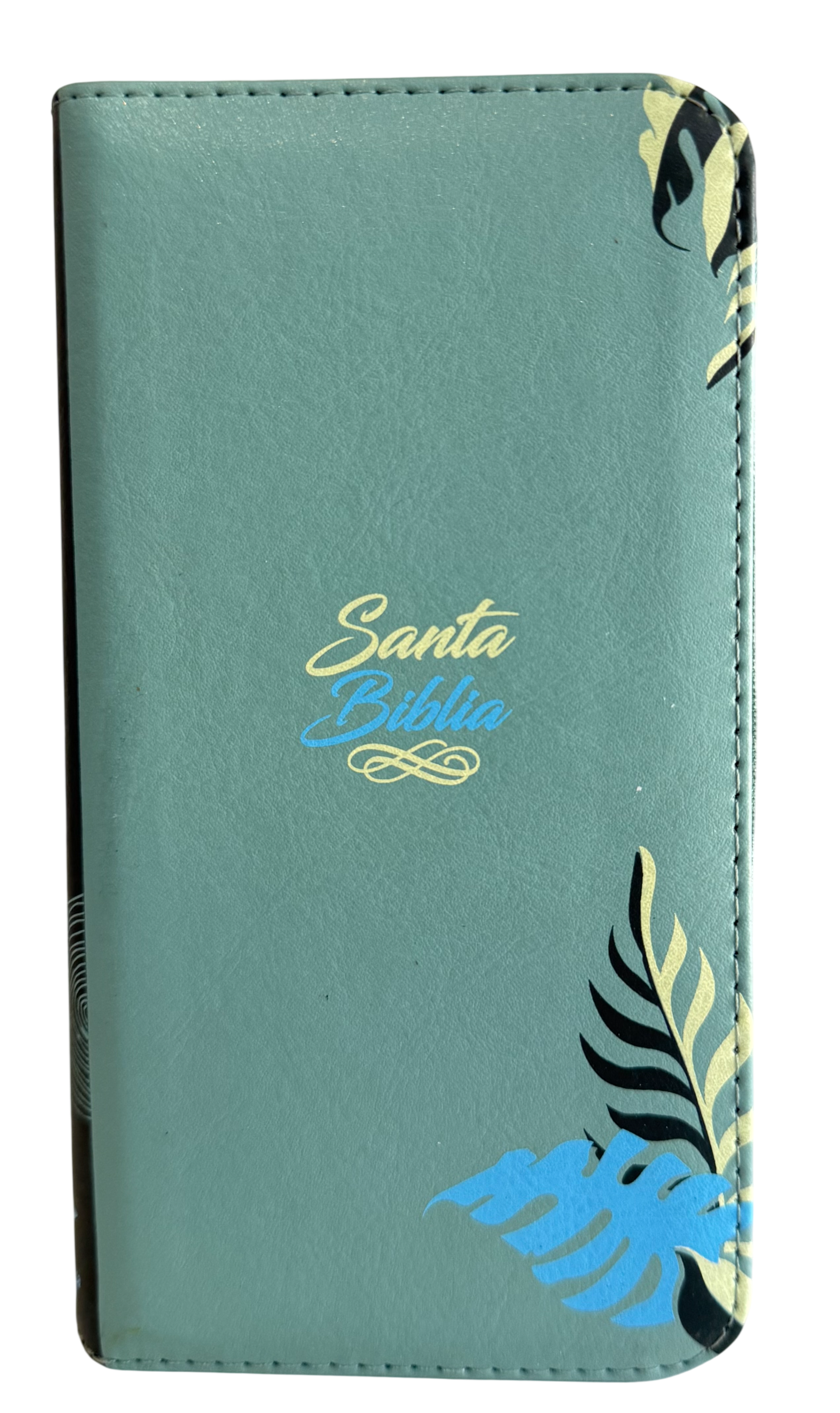Biblia RVR60 Tipo Chequera Verde Menta/Flores/Indice