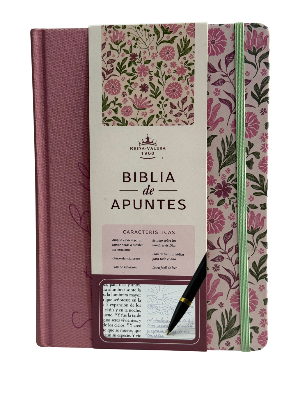 Biblia de Apuntes RVR 1960 - Tapa Dura, Rosada con Flores