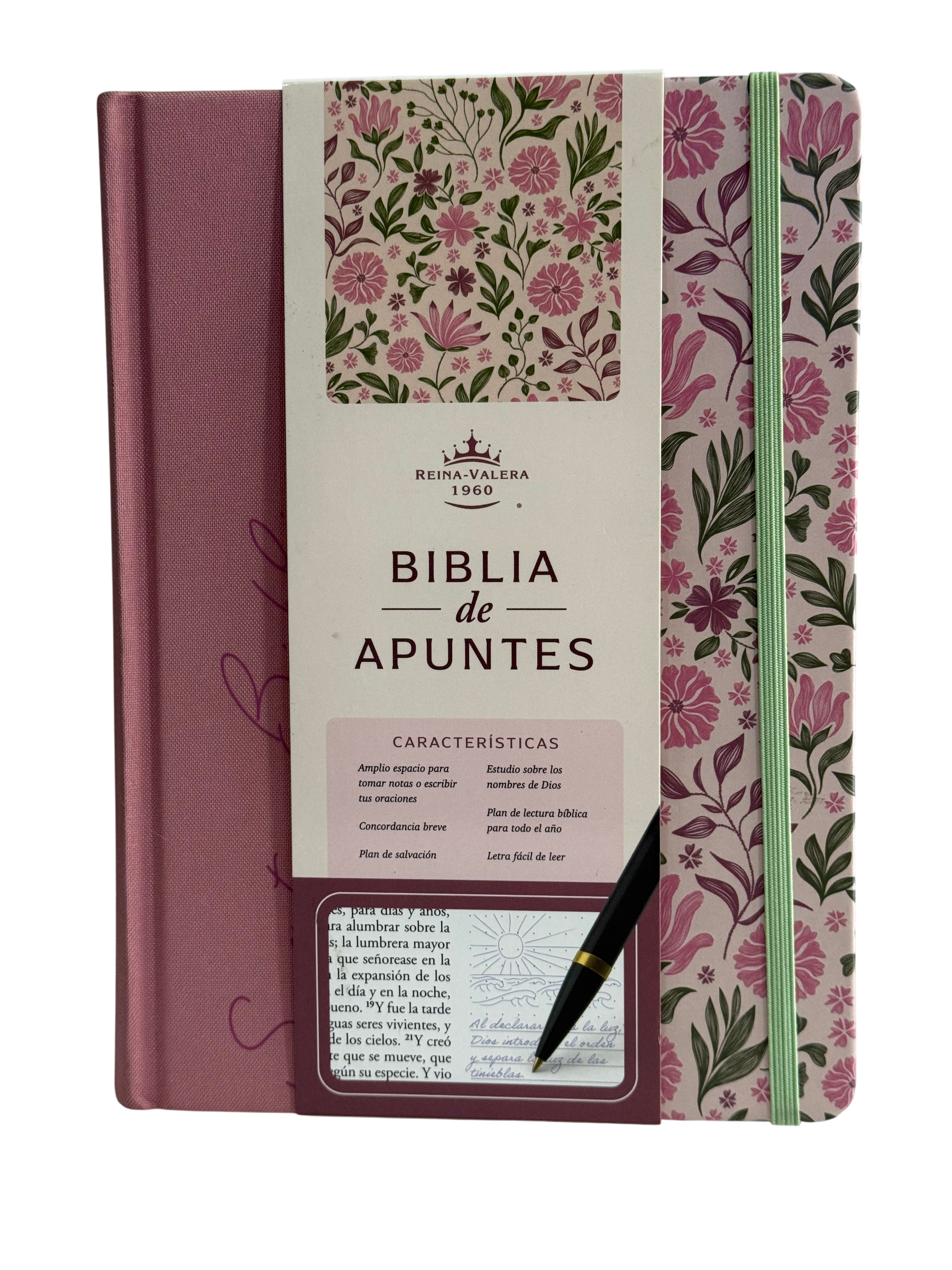 Biblia de Apuntes RVR 1960 - Tapa Dura, Rosada con Flores