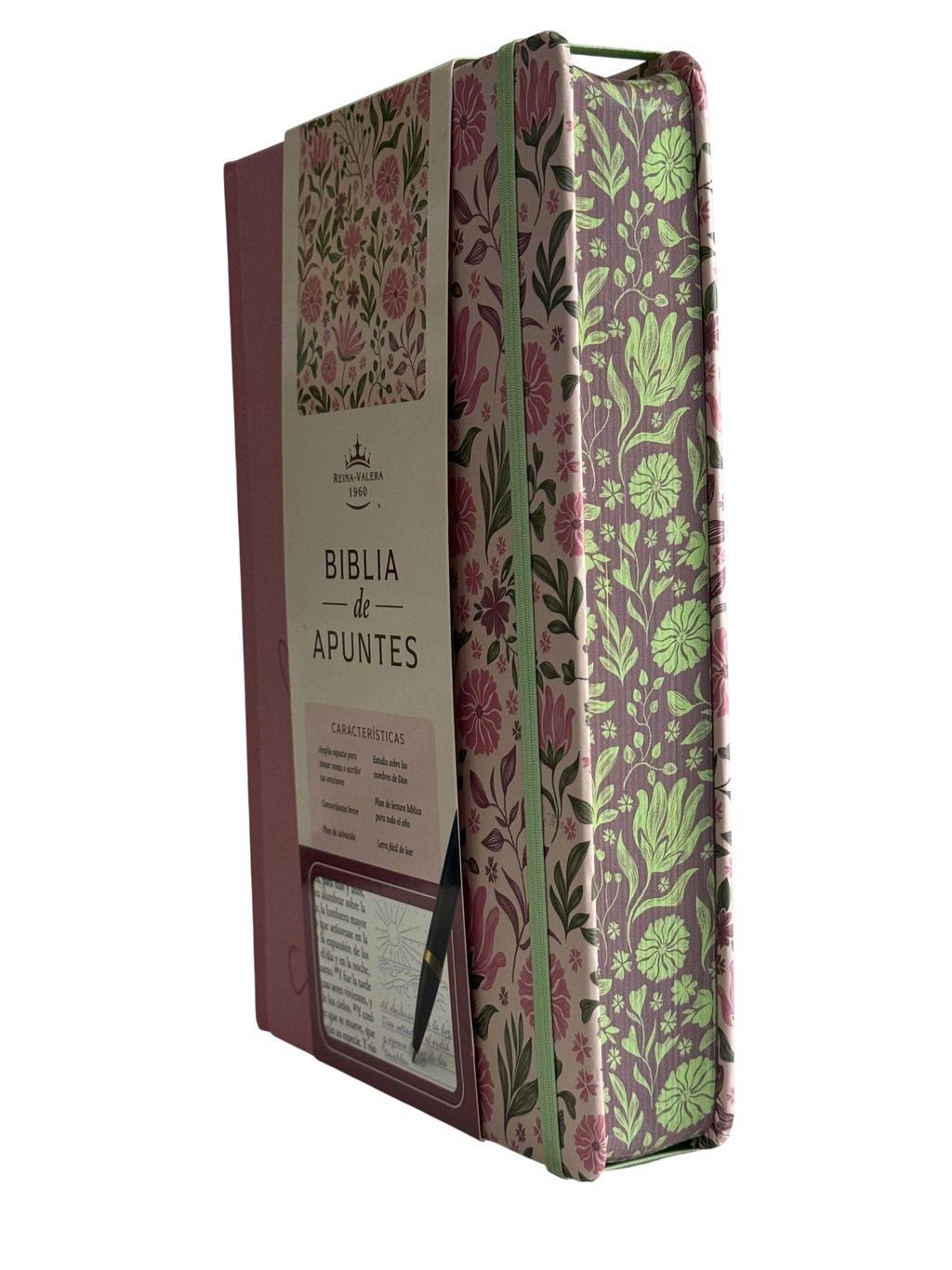 Biblia de Apuntes RVR 1960 - Tapa Dura, Rosada con Flores