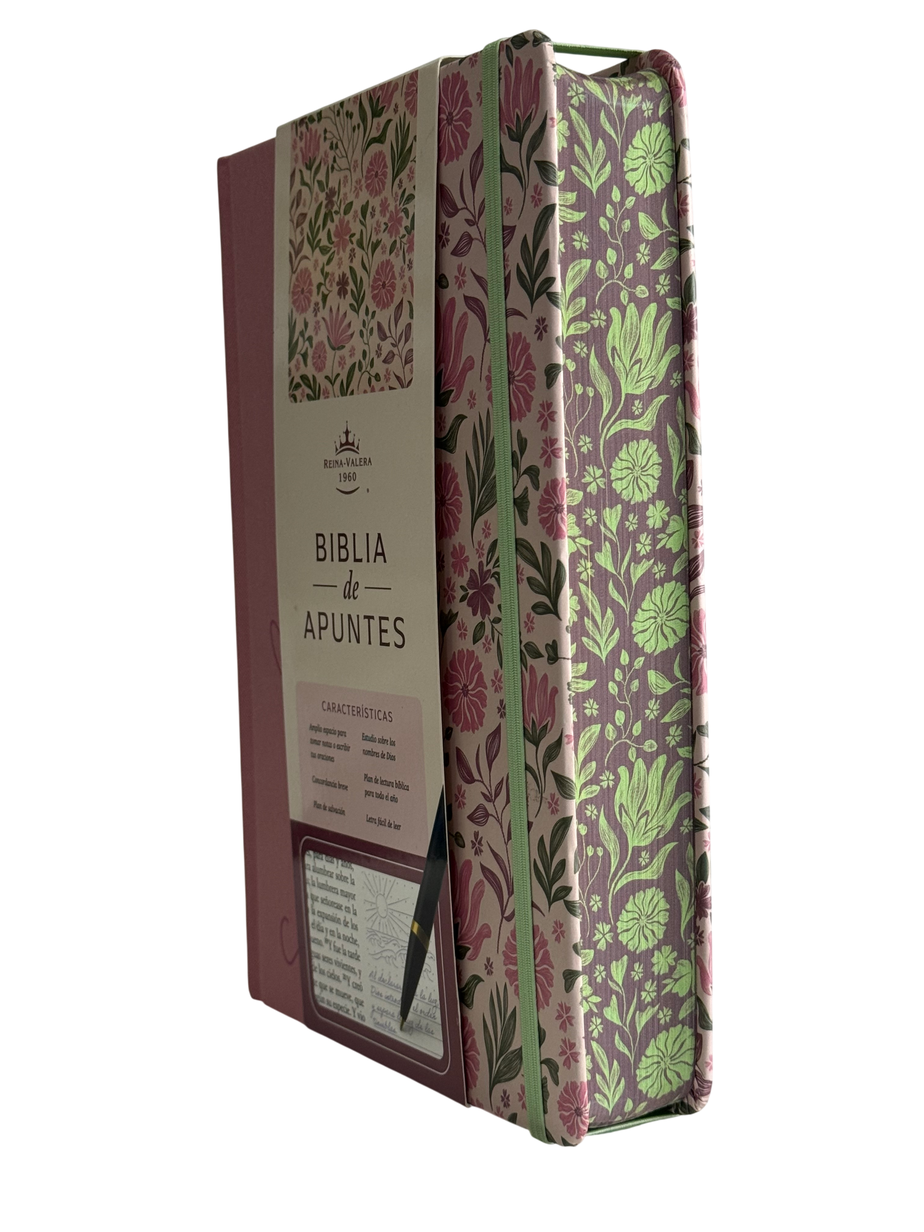 Biblia de Apuntes RVR 1960 - Tapa Dura, Rosada con Flores