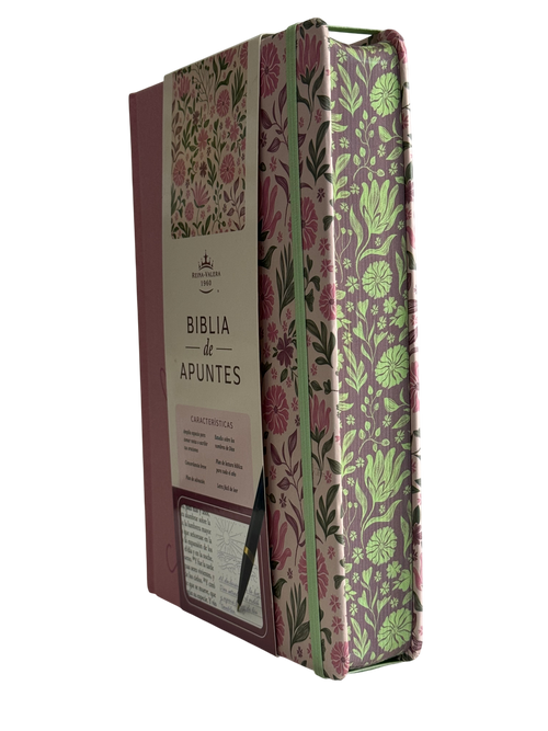 Biblia de Apuntes RVR 1960 - Tapa Dura, Rosada con Flores