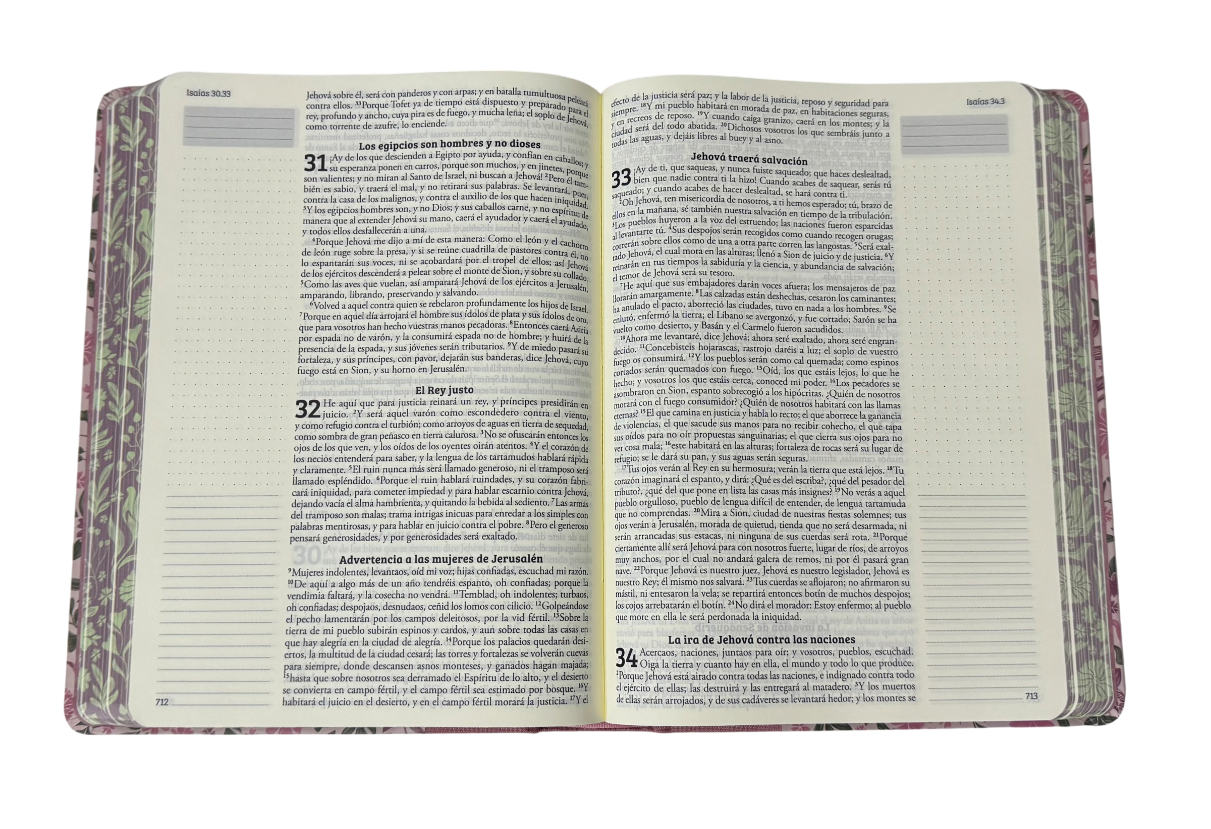 Biblia de Apuntes RVR 1960 - Tapa Dura, Rosada con Flores