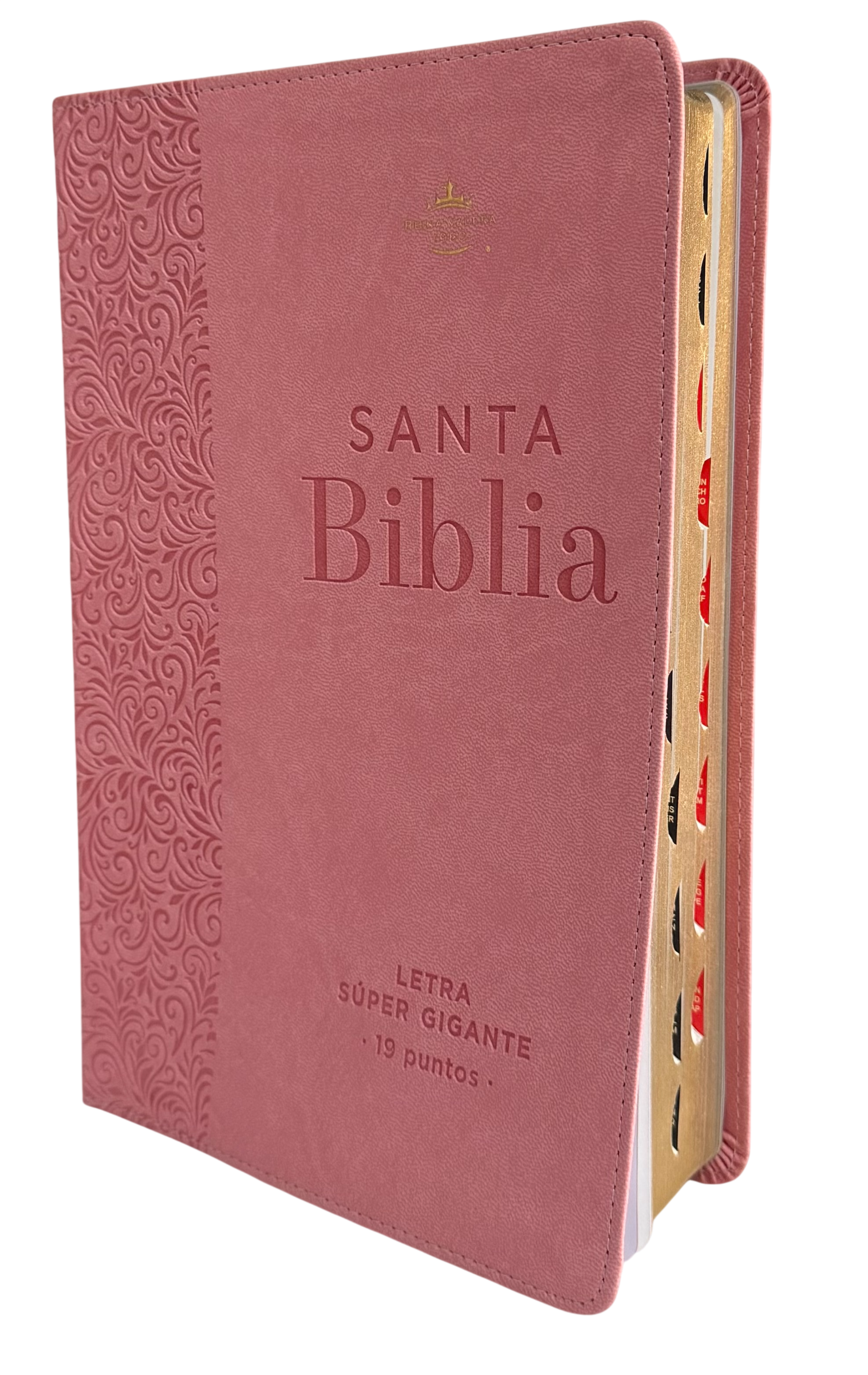 Biblia RVR60 Letra Súper Gigante "Rosa Floral" Imitación Piel con Índice