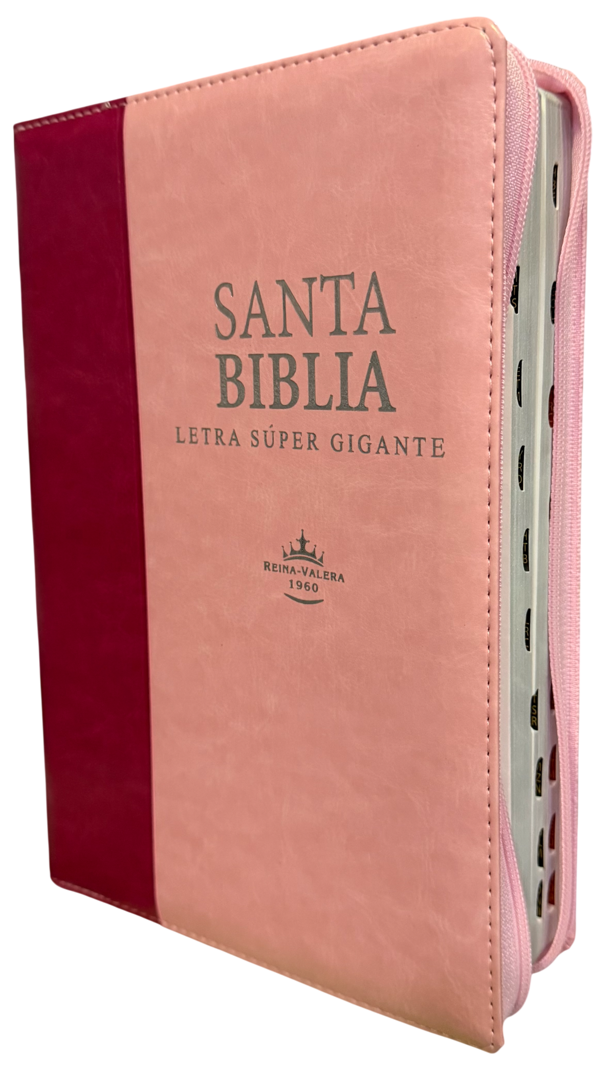 Biblia RVR60 Letra Súper Gigante Rosa Fucsia con Cierre e Índice