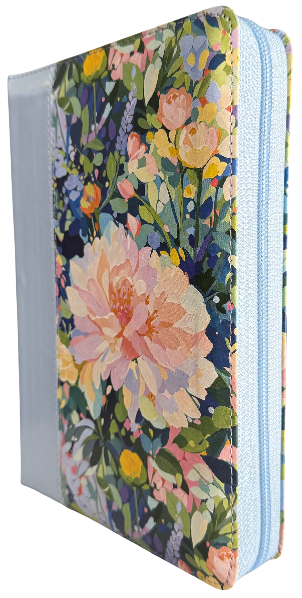 Biblia Letra Gigante, Dama RVR60 con cierre e Índice / Azul, Flores/ Café Nude/ Rosa Beige