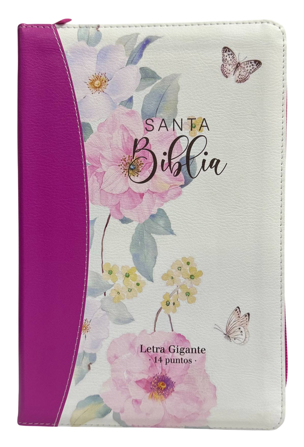 Biblia RVR60 Letra Gigante Manual Flores, Fucsia/Turquesa con Cierre