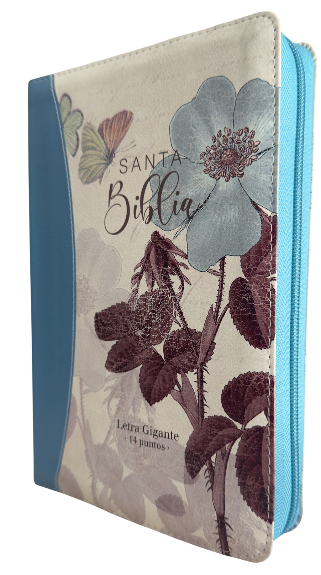 Biblia RVR60 Letra Gigante Manual Flores, Fucsia/Turquesa con Cierre