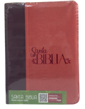 Biblia RVR60 Letra Gigante Naranja/Vino con Cierre y Código QR