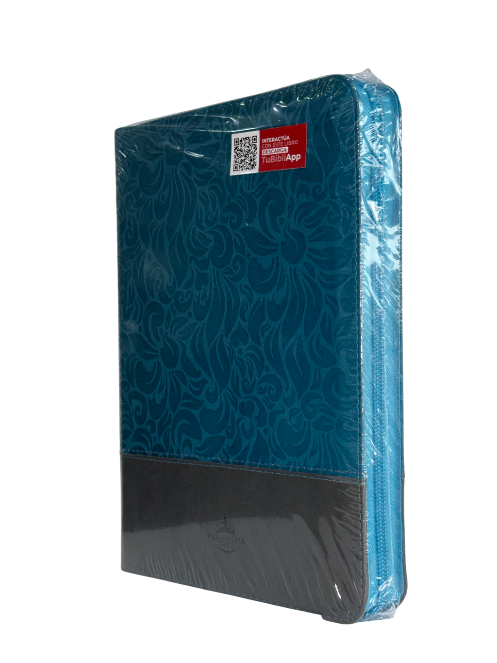 Biblia RVR60 Letra Gigante Azul/Gris con Cierre e Índice, Código QR