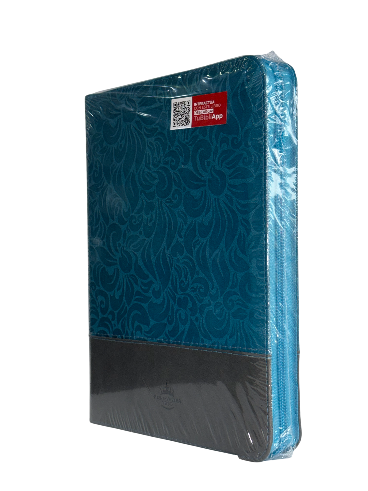 Biblia RVR60 Letra Gigante Azul/Gris con Cierre e Índice, Código QR