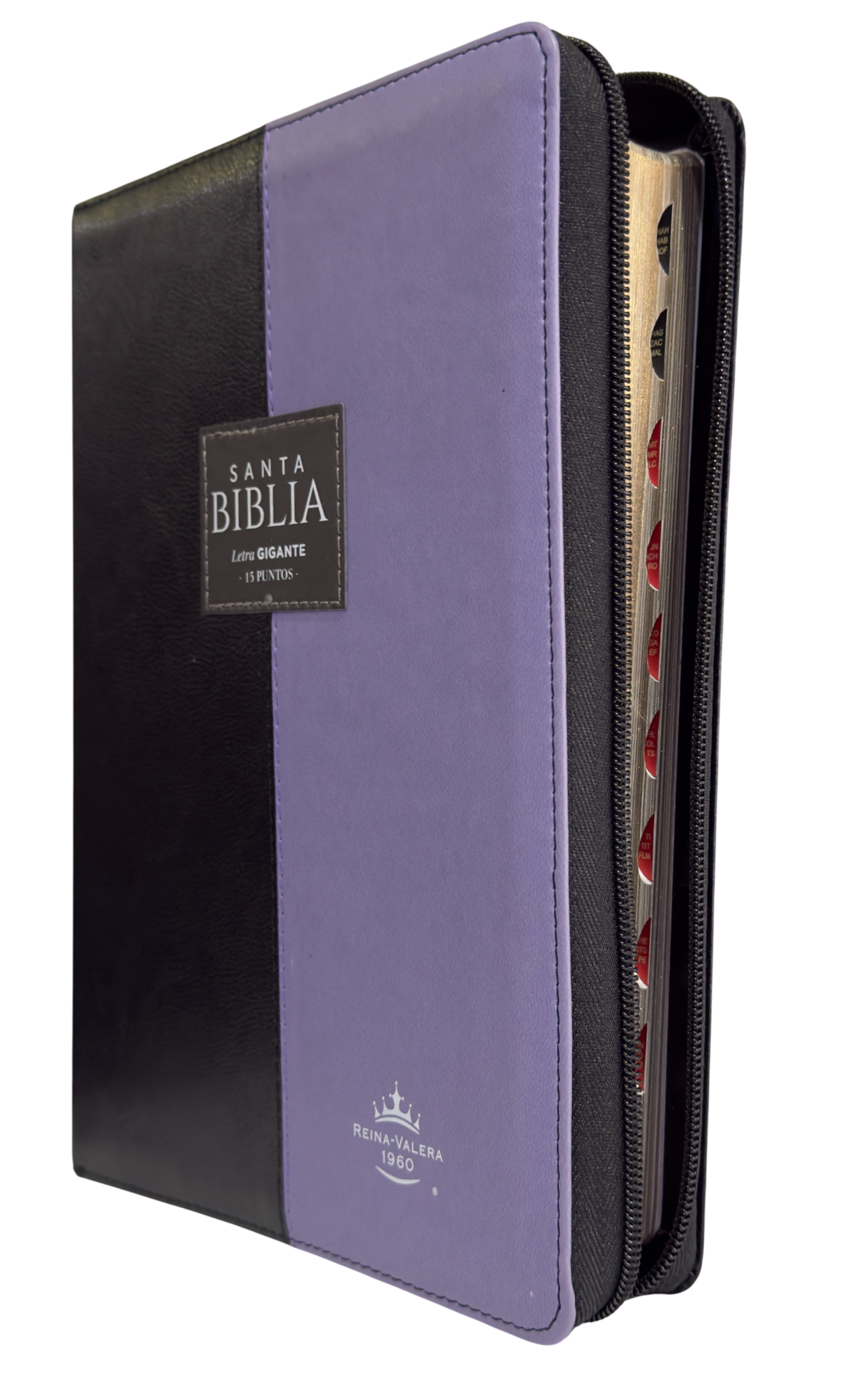 Biblia RVR60 Letra Gigante con Cierre Negro/Lila con Índice