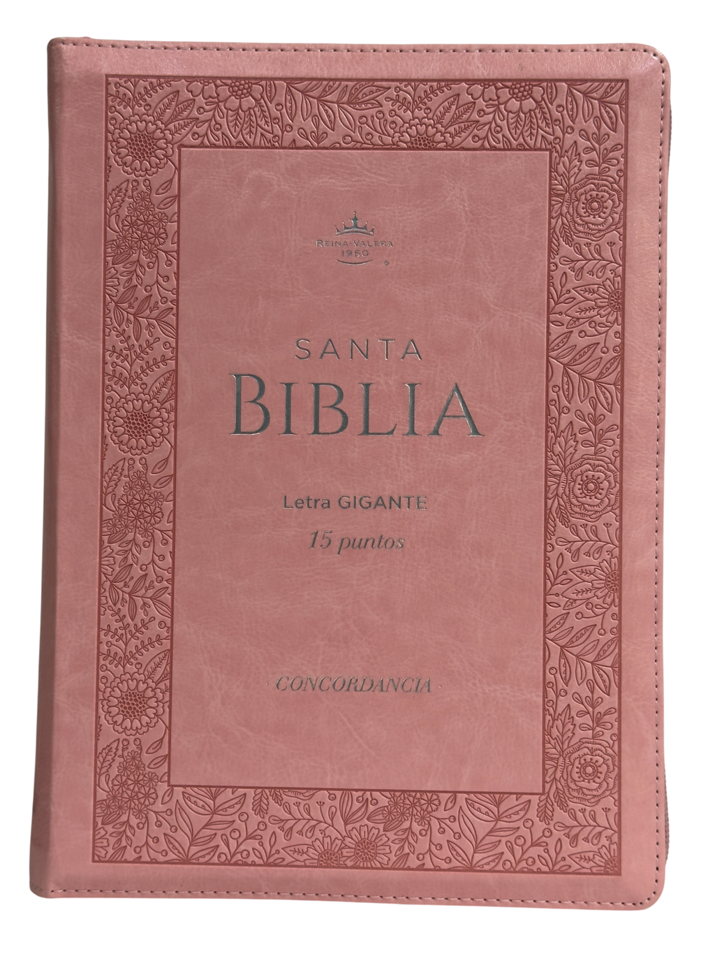 Biblia RVR60 Tamaño Gigante Letra 15 Puntos Rosa con Cenefa Clásica, Cierre e Índice