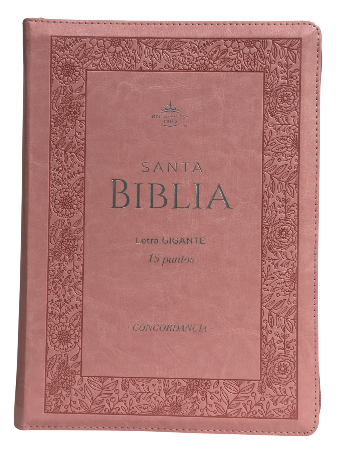 Biblia RVR60 Tamaño Gigante Letra 15 Puntos Rosa con Cenefa Clásica, Cierre e Índice