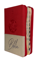 Biblia Reina Valera 1960 Letra Grande Bicolor Rojo/Beige con Cierre e Índice