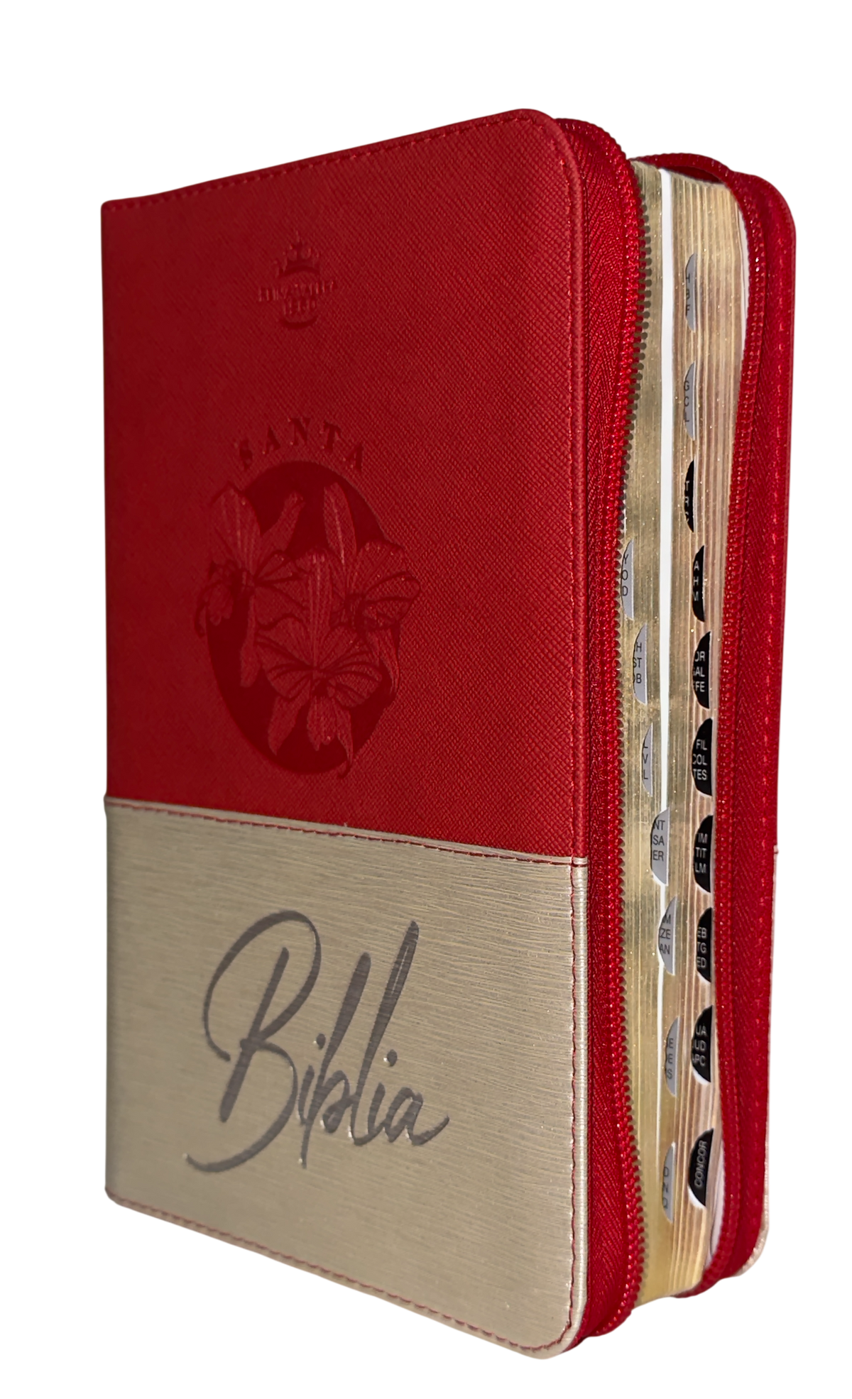 Biblia Reina Valera 1960 Letra Grande Bicolor Rojo/Beige con Cierre e Índice