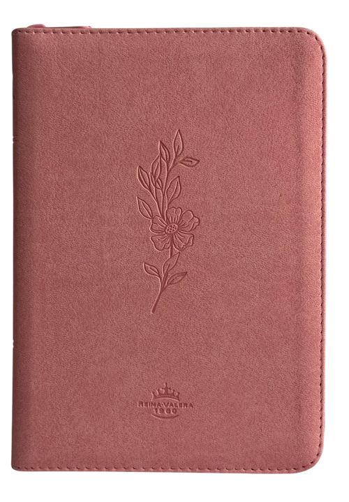 Biblia Grande RVR60, Letra Grande, QR Rosa Flor, Con Cierre e Índice