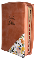 Biblia RVR60, Tamaño Manual, Letra Grande, Índice, Cierre, Coral, Flores