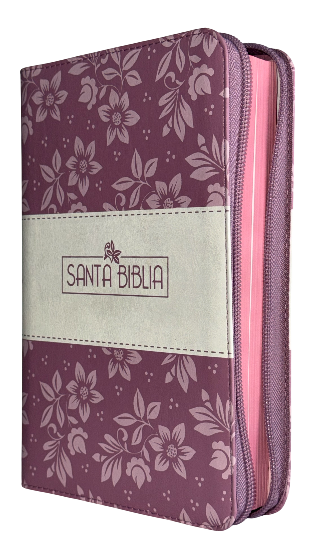 Biblia Reina Valera 1960, Letra Grande, Rosa con Flores, Cierre, con QR