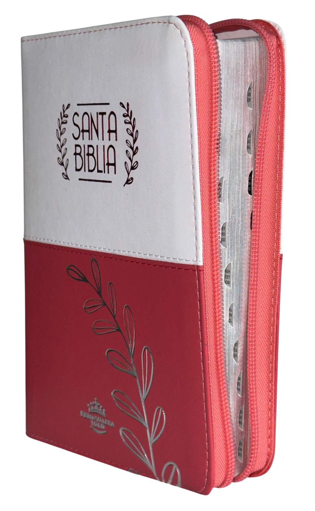 Biblia RVR60, Letra Grande, Espiga, Rojo Plateado, con Cierre