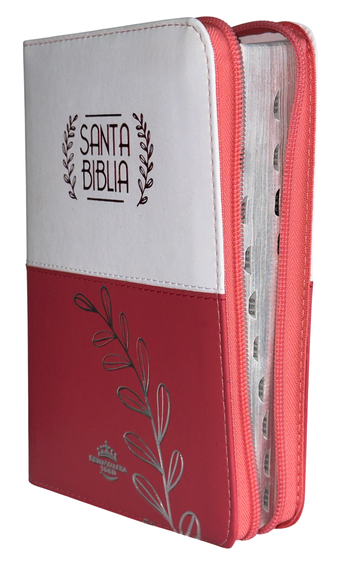 Biblia RVR60, Letra Grande, Espiga, Rojo Plateado, con Cierre