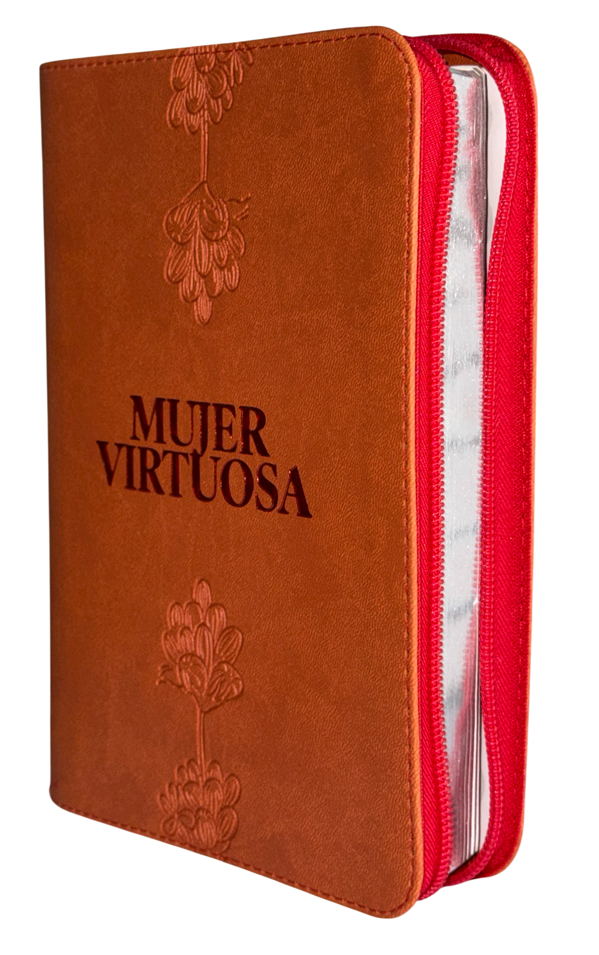 Biblia Mujer Virtuosa, RVR60, Letra Grande, Terracota, Cierre, Canto Plateado