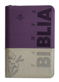 Biblia RVR60 Letra Grande Beige/Morado con Recursos Digitales