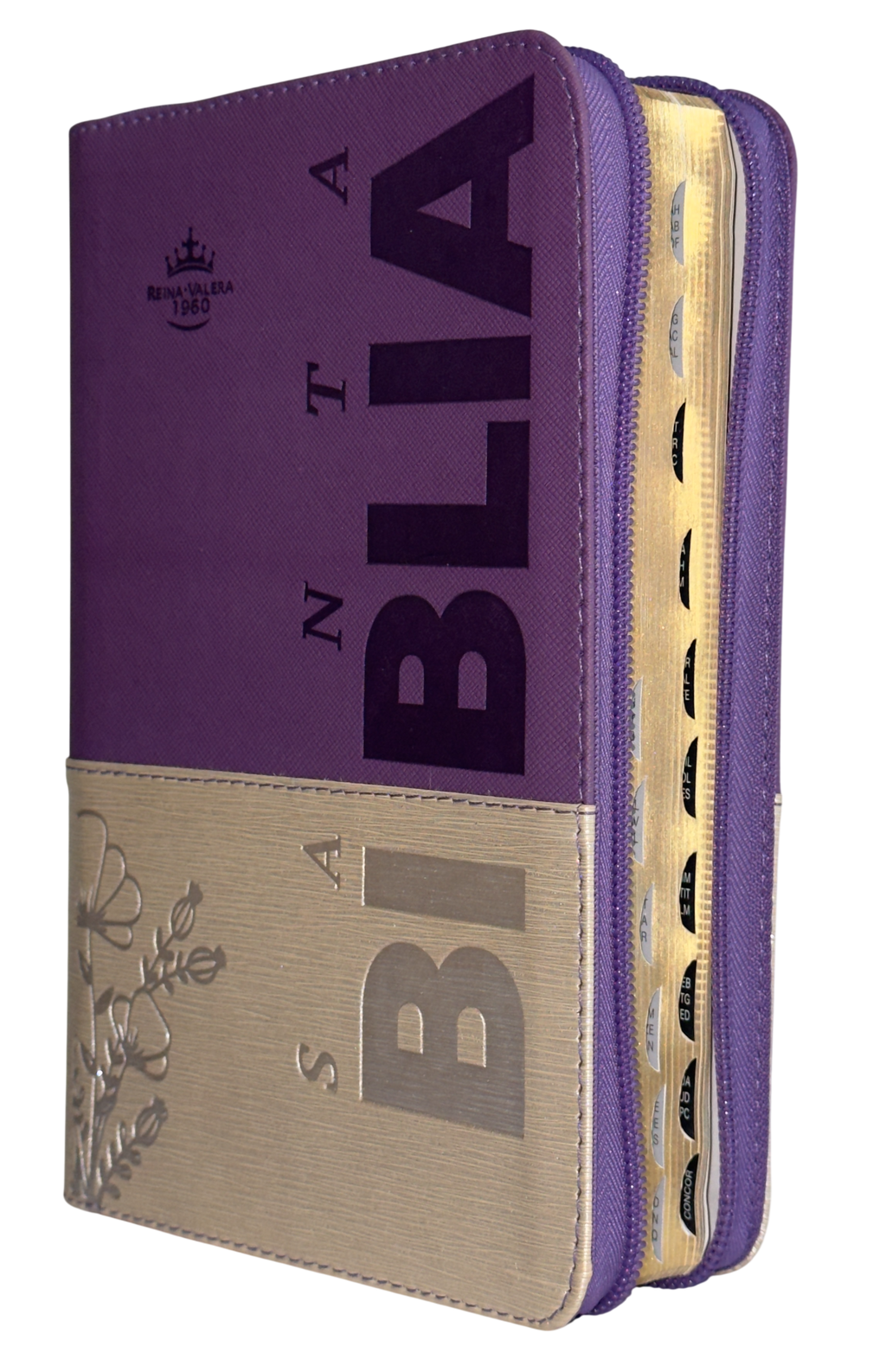 Biblia RVR60 Letra Grande Beige/Morado con Recursos Digitales