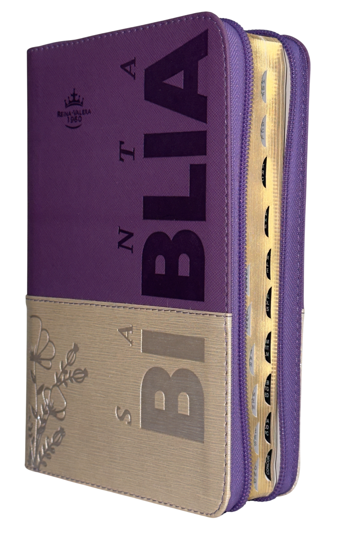 Biblia RVR60 Letra Grande Beige/Morado con Recursos Digitales