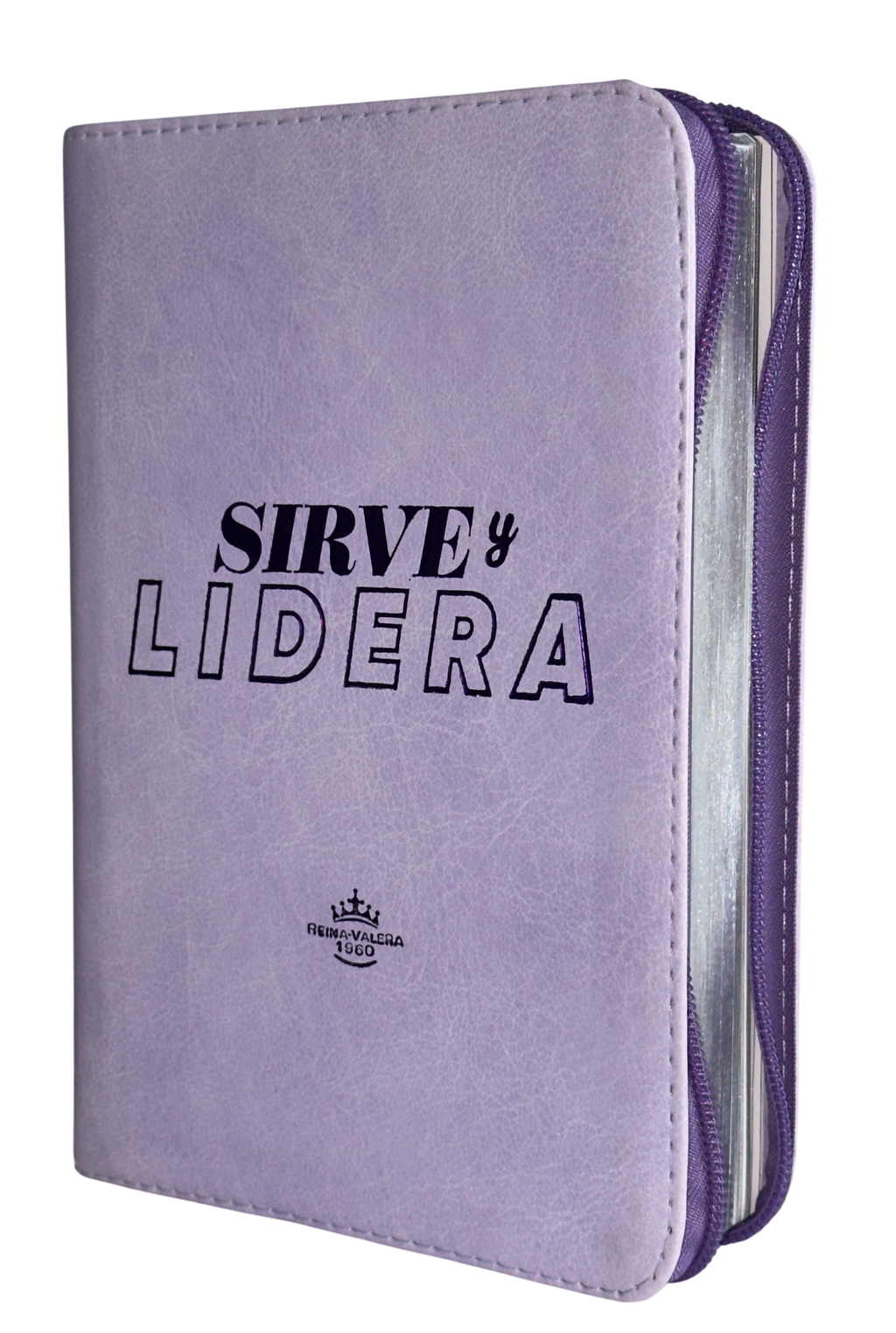 Biblia Sirve y Lidera RVR60 Letra Grande Símil Piel Lila con Cierre