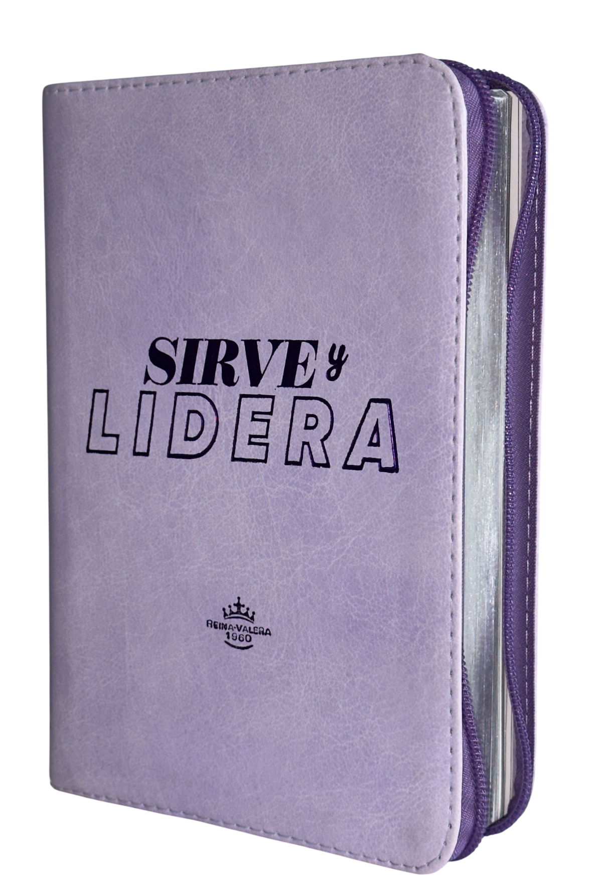 Biblia Sirve y Lidera RVR60 Letra Grande Símil Piel Lila con Cierre