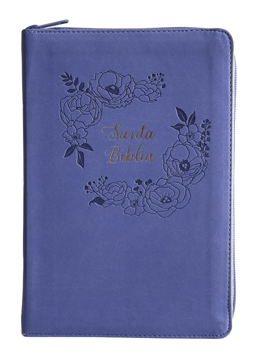 Biblia RVR60 Letra Grande Manual para Mujer Morado Símil Piel con Cierre e Índice