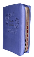 Biblia RVR60 Letra Grande Manual para Mujer Morado Símil Piel con Cierre e Índice